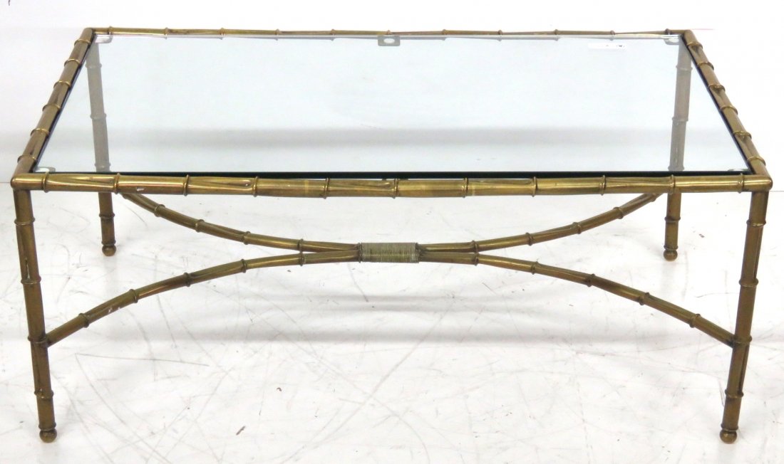 BRONZE BAMBOO FORM GLASSTOP COFFEE TABLE (1 of 3)