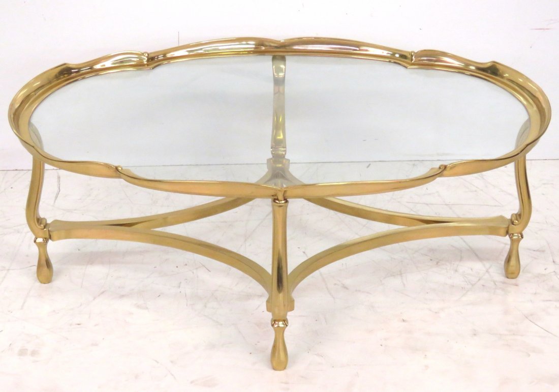 ITALIAN STYLE BRASS & GLASS COFFEE TABLE (1 of 3)
