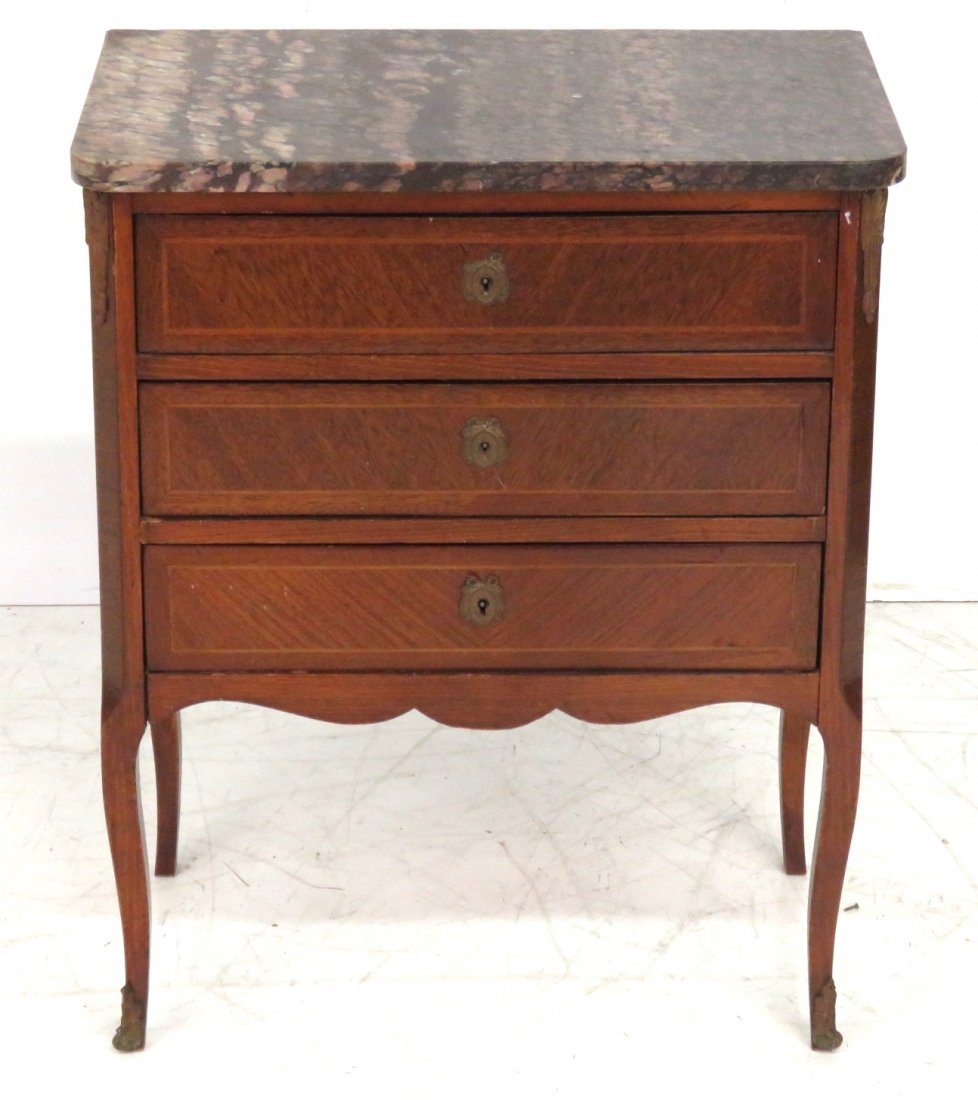 ANTIQUE LOUIS XVI STYLE MARBLETOP 3 DRAWER STAND (1 of 6)