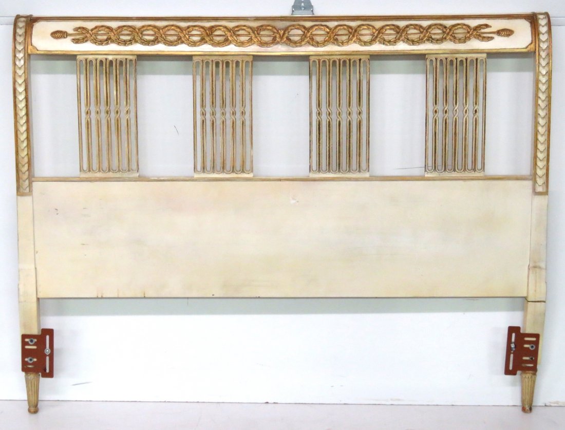 JANSEN STYLE FRENCH PAINTED & GILT HEADBOARD (1 of 4)