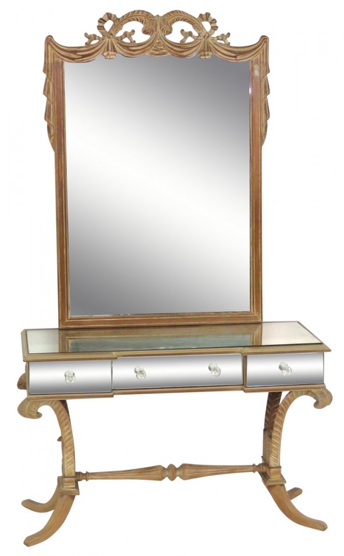 DRAPE CARVED VANITY & MIRROR attr. GROSFELD HOUSE (1 of 5)