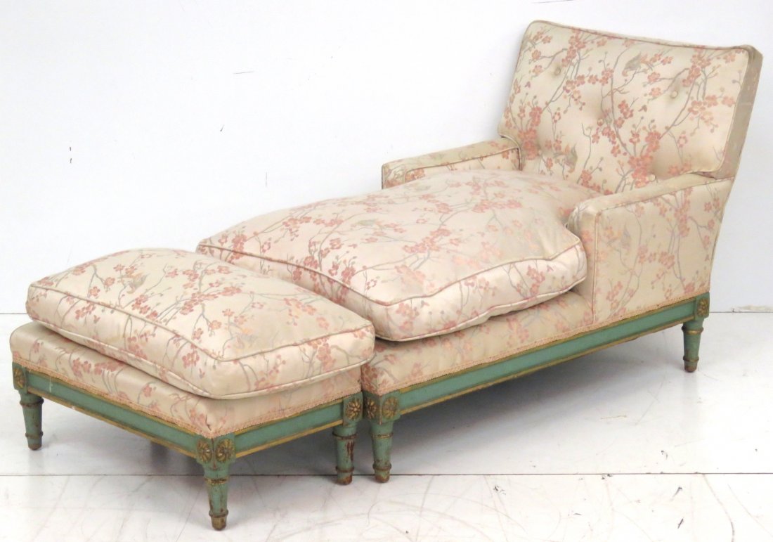 ANTIQUE DIRECTOIRE STYLE PAINT DECORATED 2 pc. CHAISE (1 of 4)