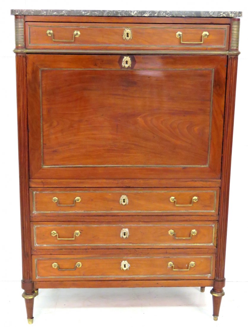 ANTIQUE DIRECTOIRE STYLE MARBLETOP ABBATANT DESK (1 of 7)