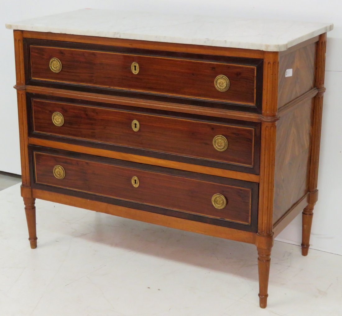19th c. LOUIS XVI STYLE MARBLETOP COMMODE (1 of 10)