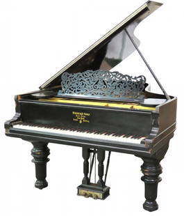 STEINWAY & SONS EBONIZED GRAND PIANO: Serial no. 87470. Ebonized case. 39 1/2''h. x 57''w. x 83''d.