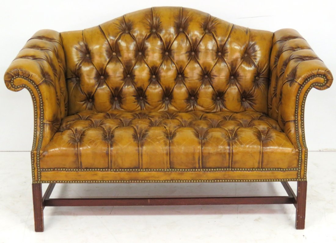HICKORY CHAIR Co. TUFTED LEATHER SOFA (1 of 6)