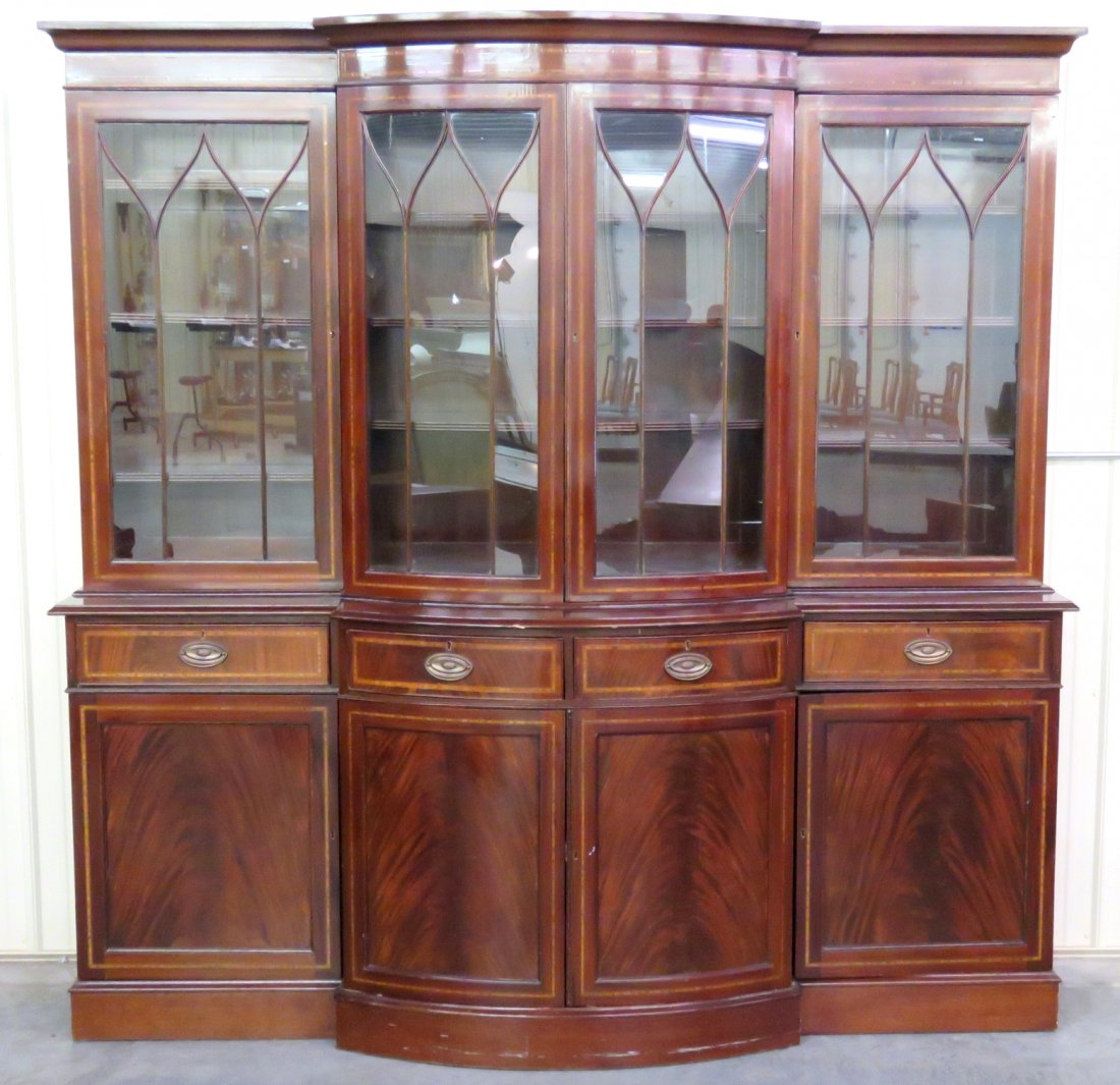 ANTIQUE ENGLISH INLAID 4 DOOR BREAKFRONT (1 of 7)