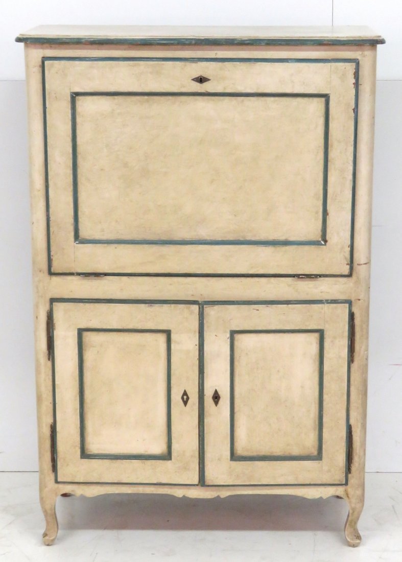 ITALIAN STYLE PAINT DECORATED ABBATANT DESK (1 of 8)