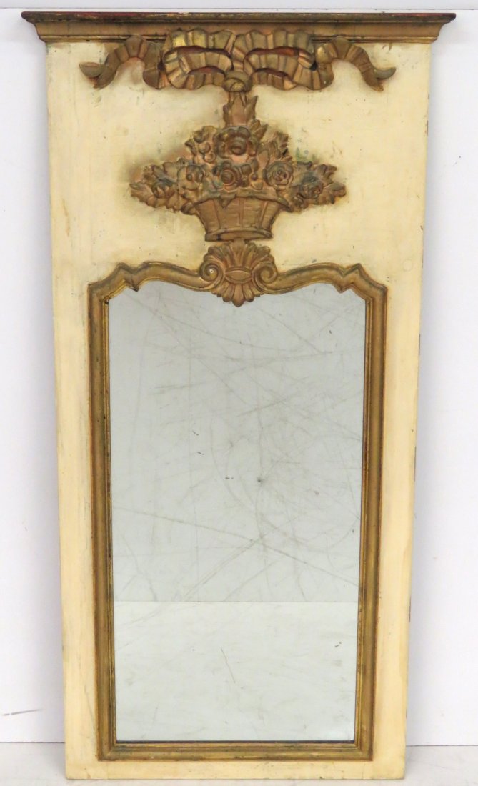ITALIAN CREAM PAINTED & GILT HANGING MIRROR (1 of 4)