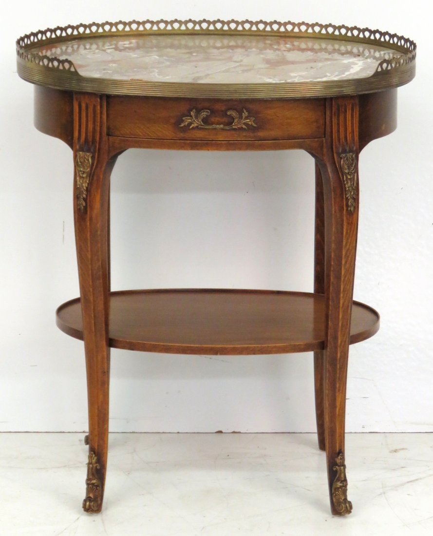 FRENCH BRONZE MOUNTED OVAL MARBLETOP TABLE (1 of 6)