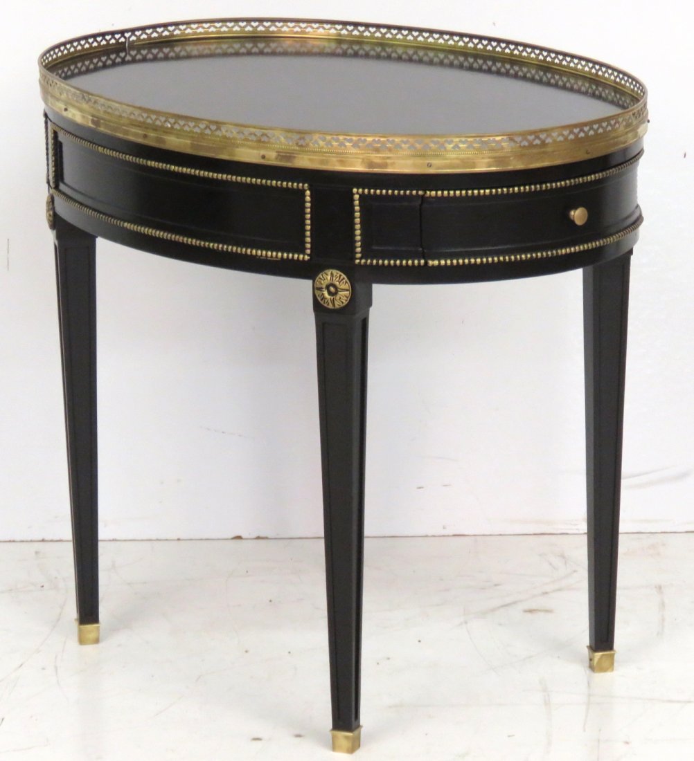CUSTOM LOUIS XVI STYLE EBONIZED OVAL SIDE TABLE (1 of 4)