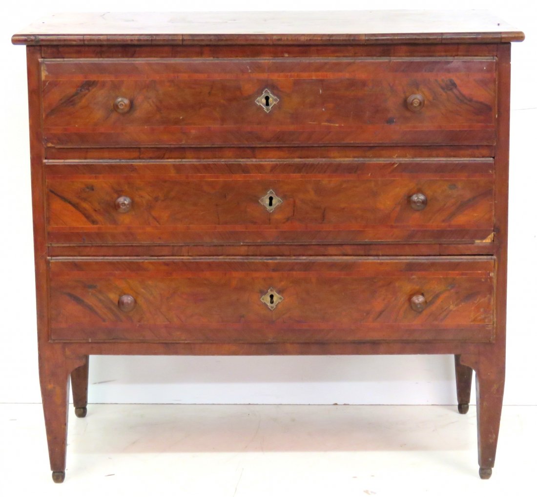 ANTIQUE CONTINENTAL WALNUT CHEST of DRAWERS (1 of 10)