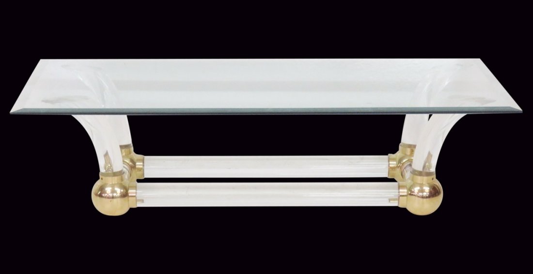 CHARLES HOLLIS JONES LUCITE GLASSTOP COFFEE TABLE (1 of 4)