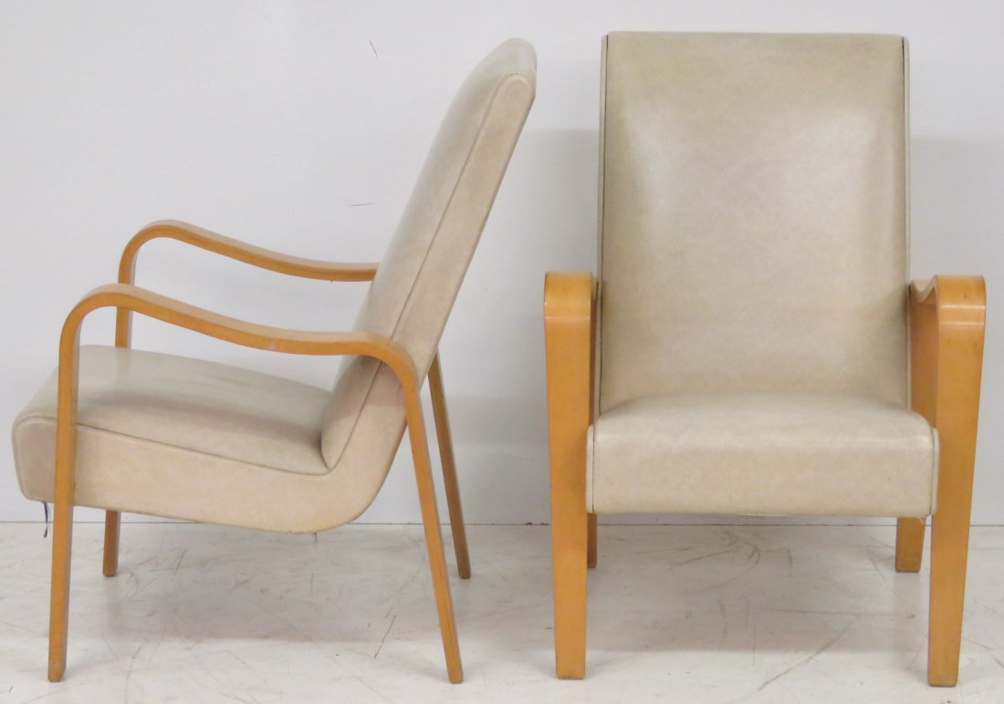 Pair BENT WOOD MODERN LOUNGE CHAIRS (1 of 5)