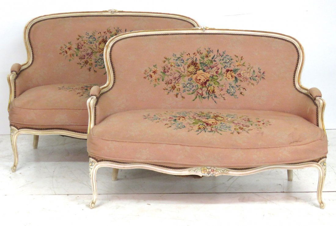 Pair LOUIS XV STYLE NEEDLEPOINT SOFAS (1 of 6)