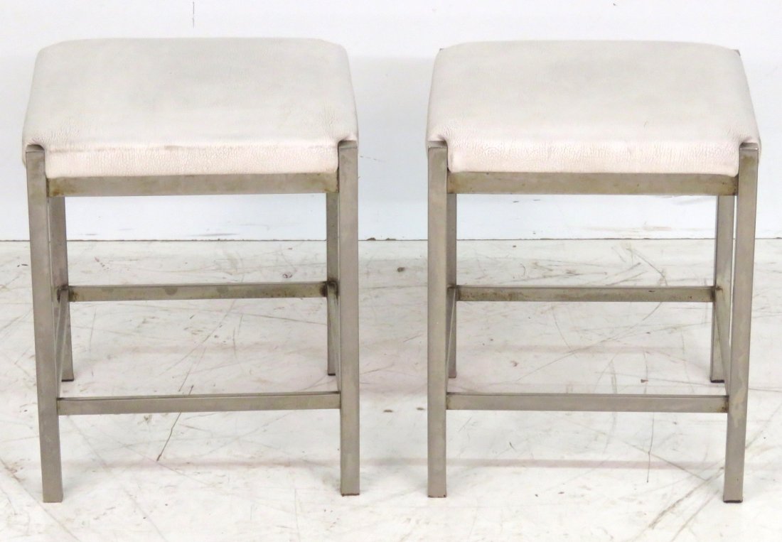 Pair MODERN SQUARE CHROME STOOLS (1 of 3)