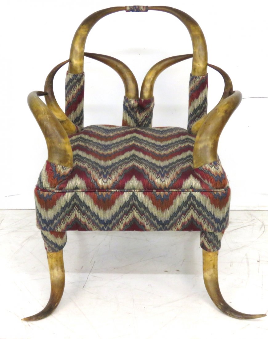 ANTIQUE STEER HORN ARMCHAIR (1 of 4)