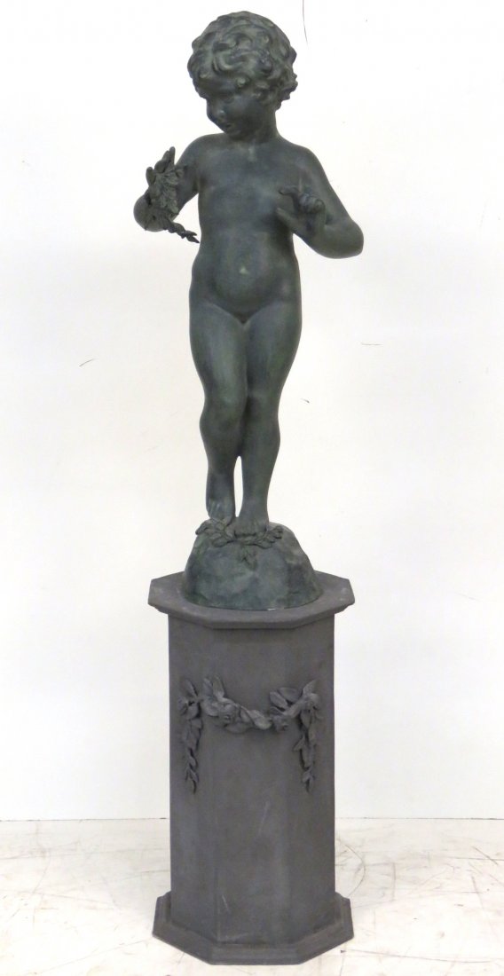 62" LEAD GARDEN STATUE OF A PUTTI (1 of 6)