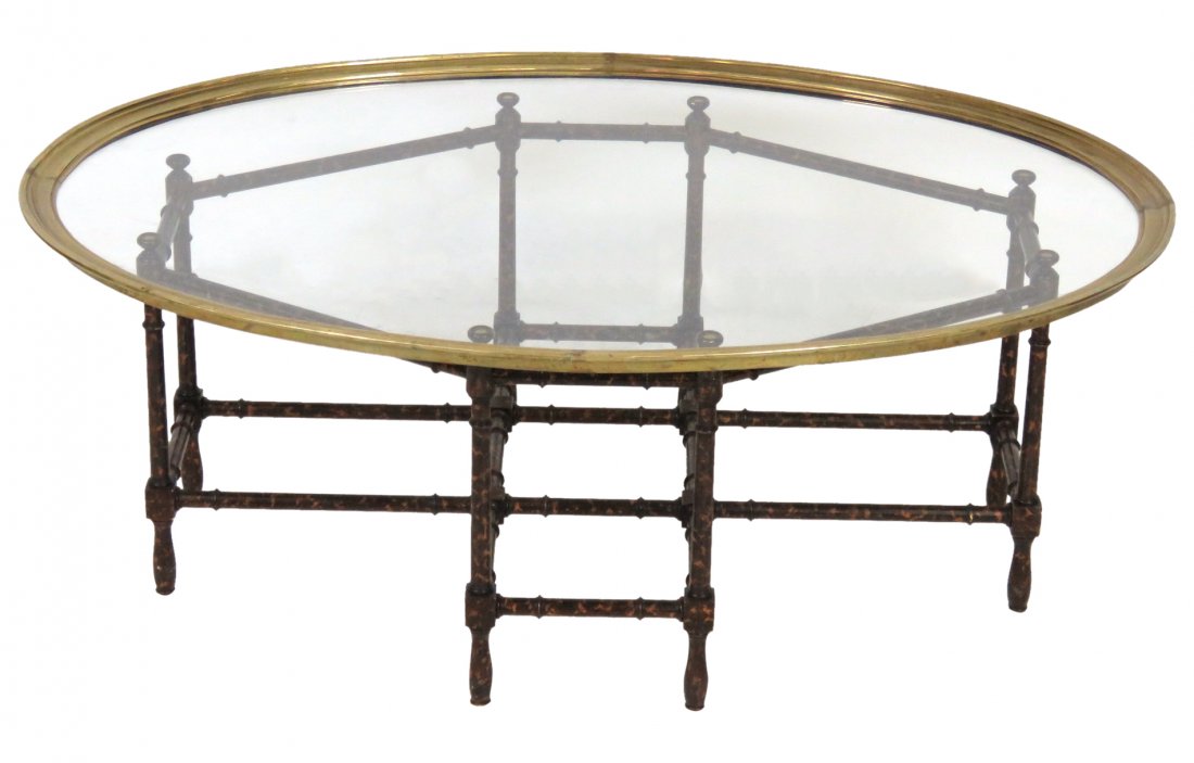 FAUX BAMBOO TRAY TOP COFFEE TABLE (1 of 3)