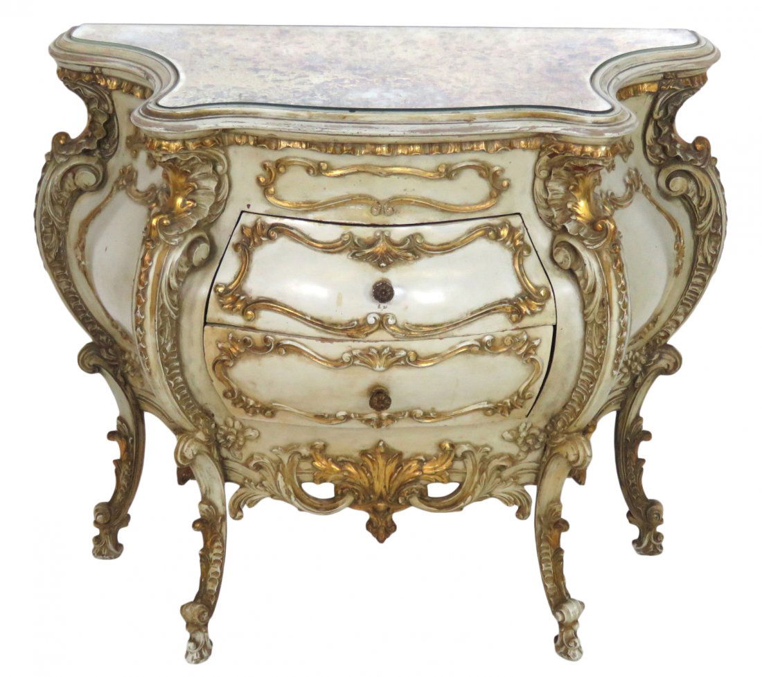 VINTAGE ITALIAN PAINTED & GILT COMMODE (1 of 4)