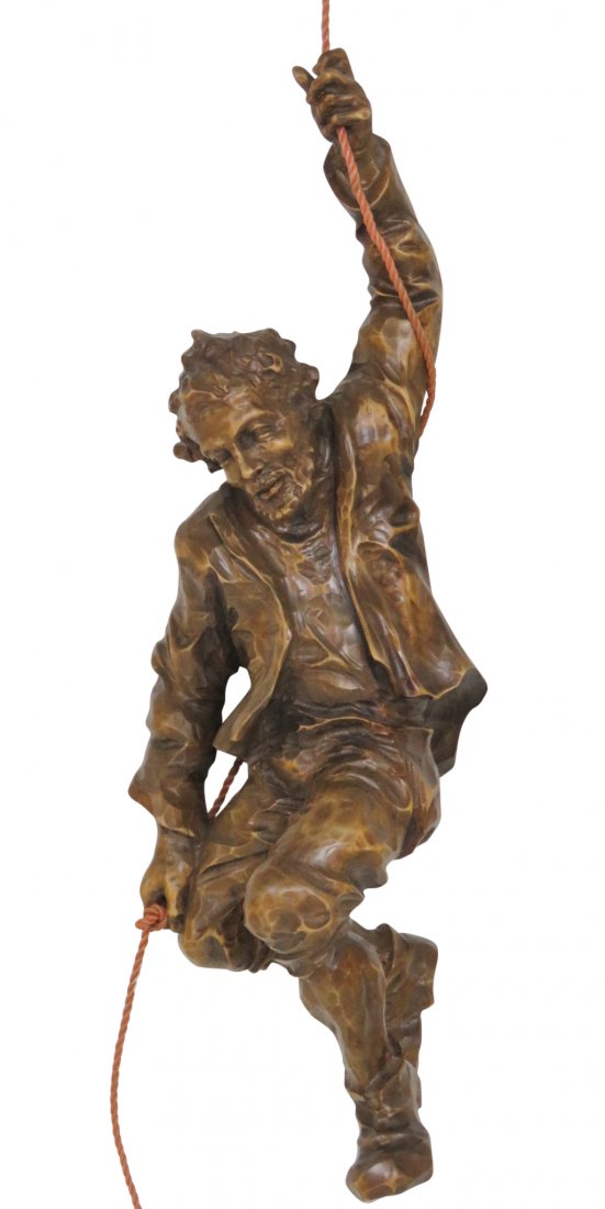 28" CONTINENTAL CARVING of a MOUNTAIN CLIMBER (1 of 4)