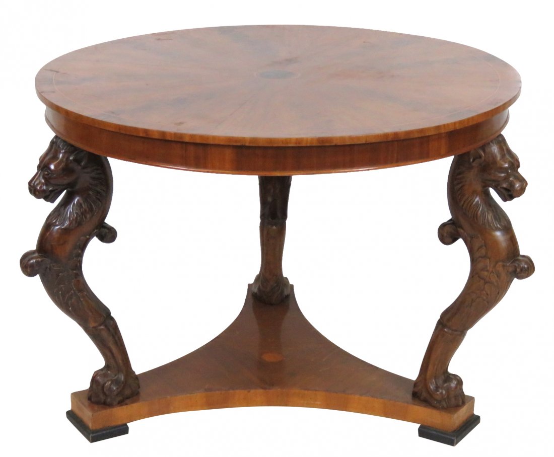 ANTIQUE ITALIAN FIGURAL LION CARVED CENTER TABLE (1 of 4)