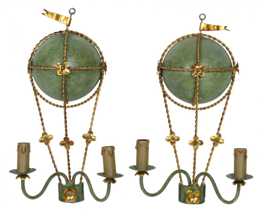 Pair ITALIAN TOLE METAL HOT AIR BALLOON FORM SCONCES (1 of 4)