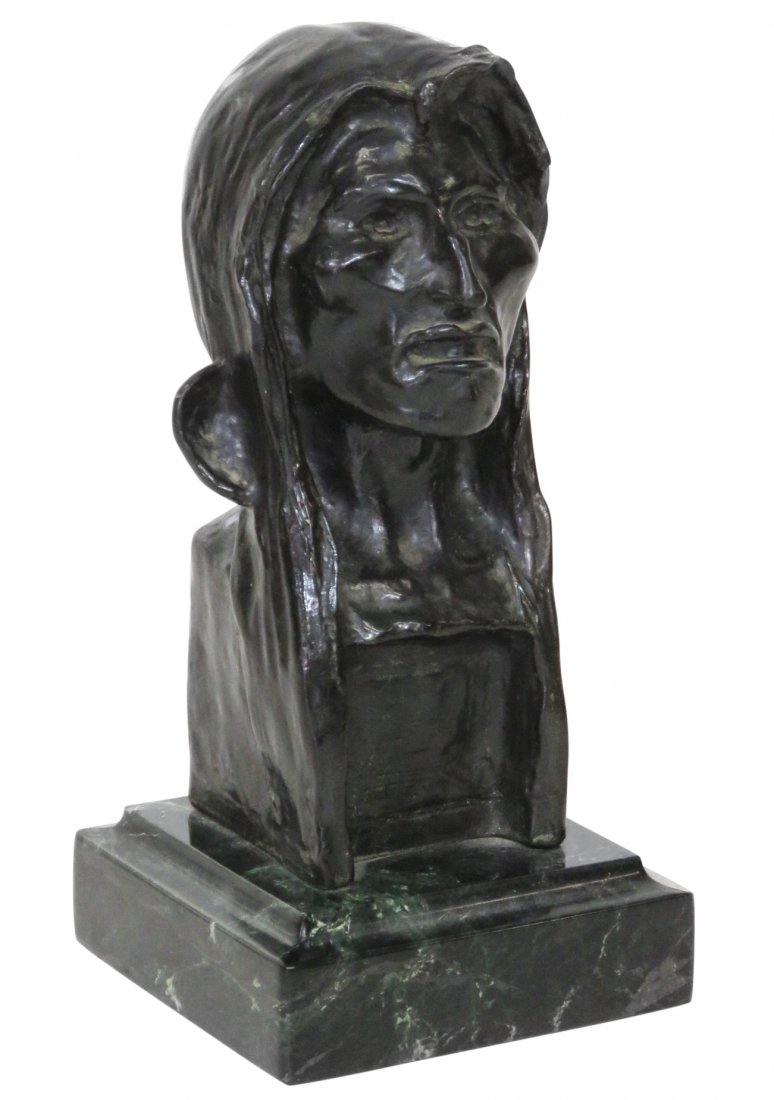 12 3/4" BRONZE INDIAN HEAD after FREDERIC REMINGTON (1 of 2)
