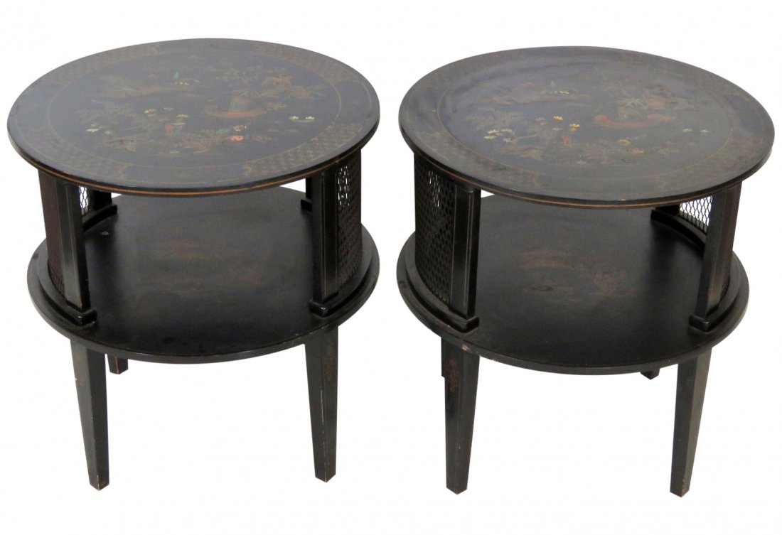 Pair ROUND CHINOISERIE SIDE TABLES (1 of 5)