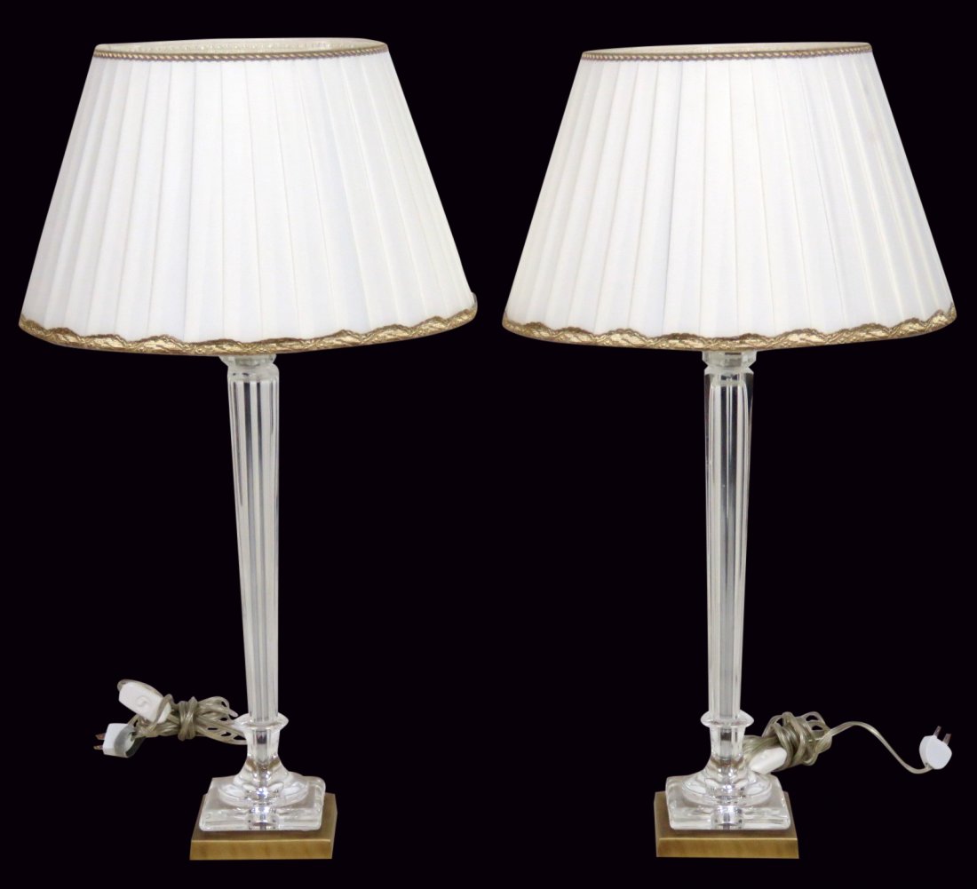 Pair ITALIAN STYLE CRYSTAL COLUMN LAMPS (1 of 3)