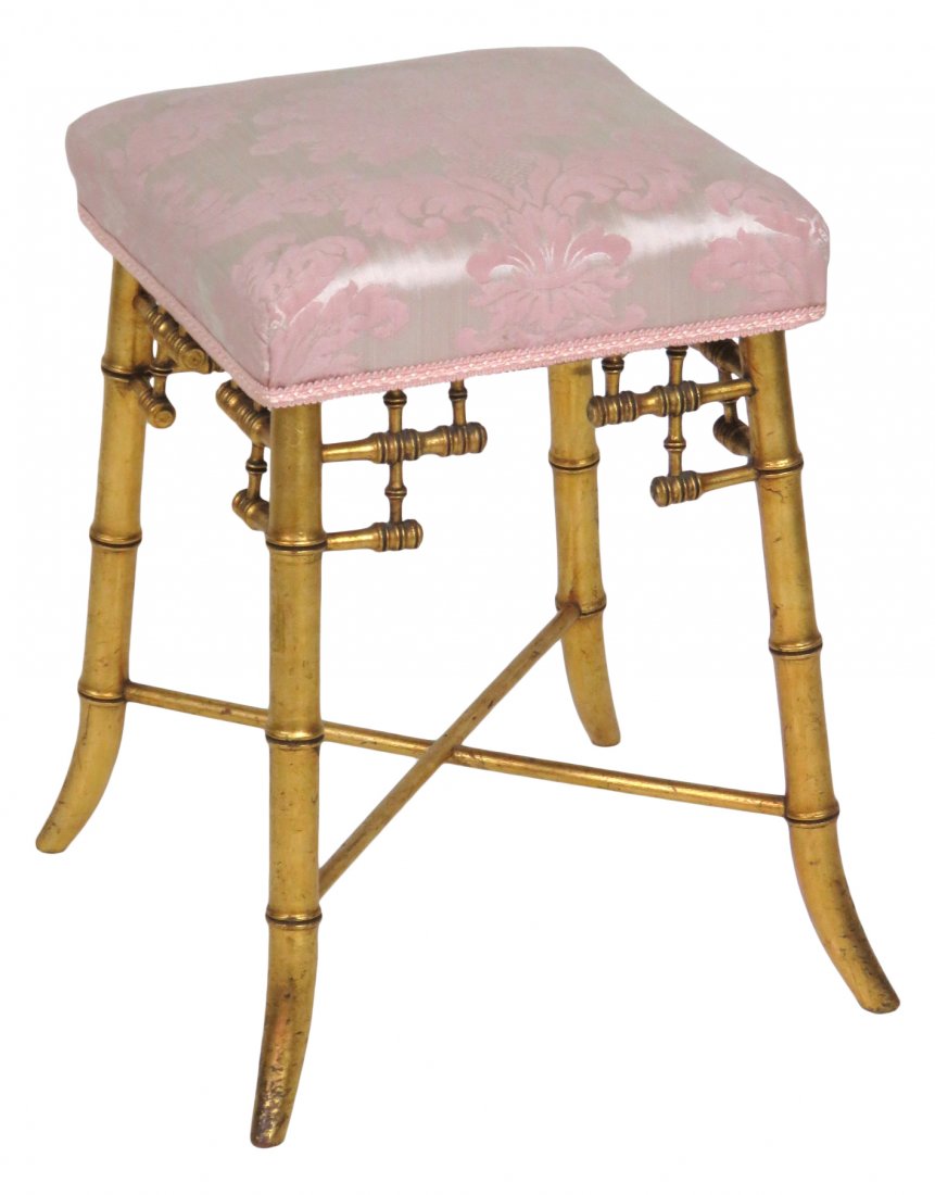 ANTIQUE GILT FAUX BAMBOO STOOL (1 of 3)