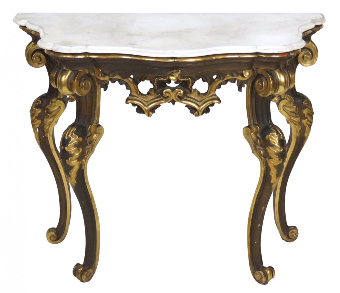 ANTIQUE ITALIAN GILT CARVED MARBLETOP CONSOLE (1 of 6)