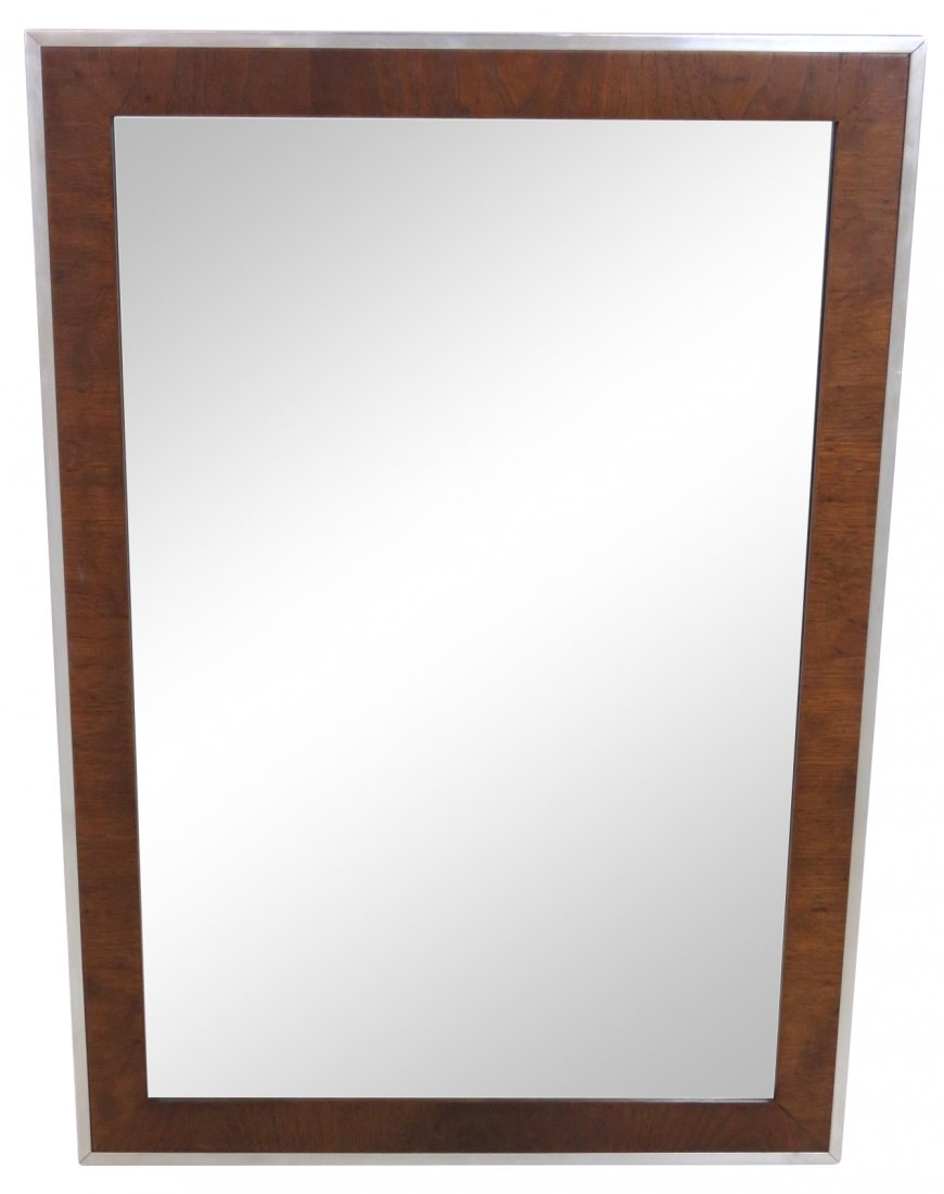 MODERN WALNUT & CHROME MIRROR (1 of 3)