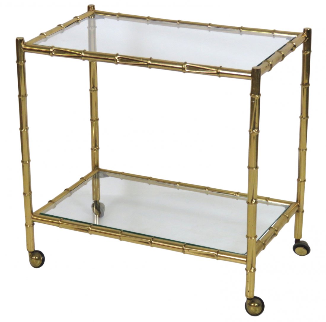 ITALIAN MODERN BRASS BAMBOO FORM BAR CART (1 of 3)