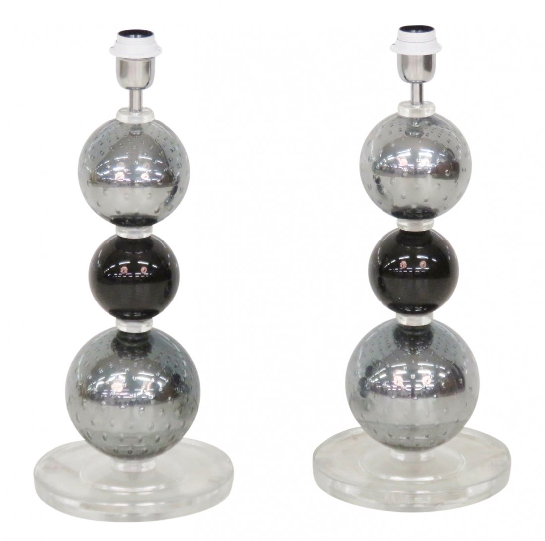 Pair MURANO GLASS MODERN TABLE LAMPS (1 of 3)