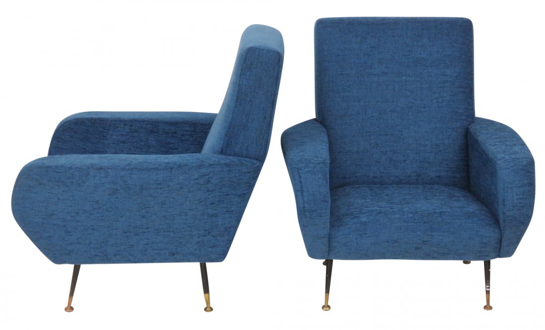 Pair ZANUSO STYLE ITALIAN MODERN LOUNGE CHAIRS (1 of 3)