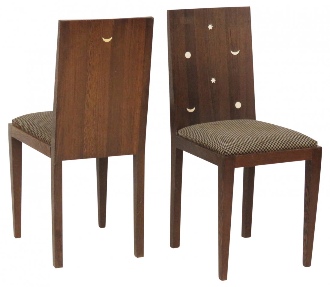 Pair MICHAEL GRAVES STYLE INLAID SIDE CHAIRS (1 of 5)