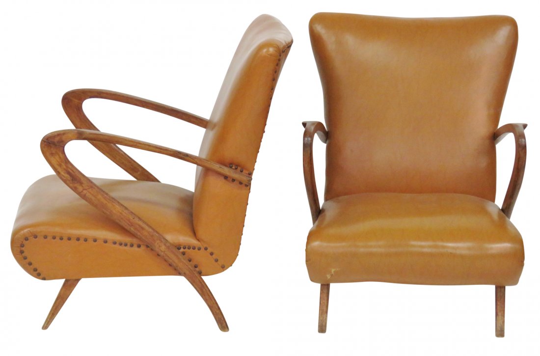 Pair ITALIAN MODERN Z-ARM LOUNGE CHAIRS (1 of 6)