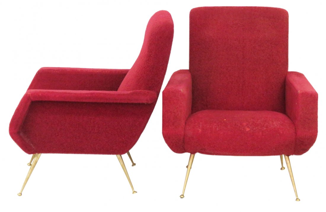 Pair GIO PONTI STYLE ITALIAN MODERN LOUNGE CHAIRS (1 of 6)