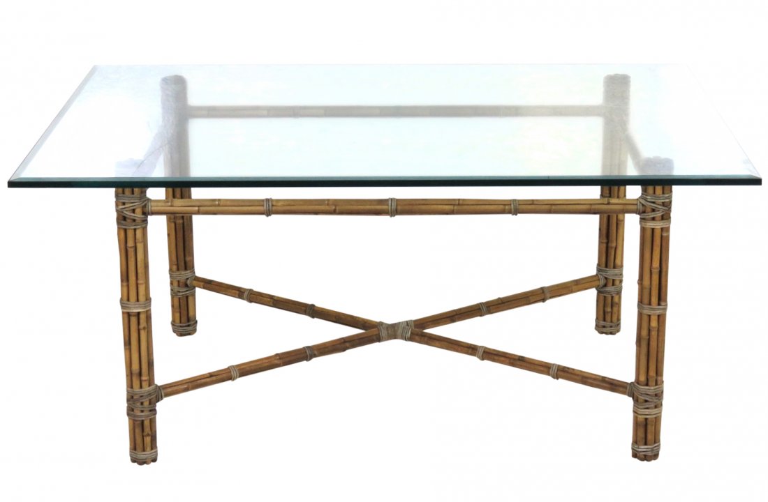 McGUIRE GLASSTOP BAMBOO DINING TABLE (1 of 5)