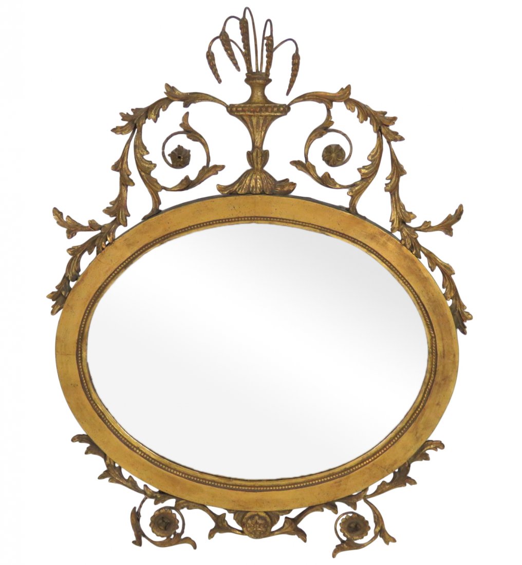 ANTIQUE ITALIAN 32" x 25" GILT FRAME MIRROR (1 of 5)