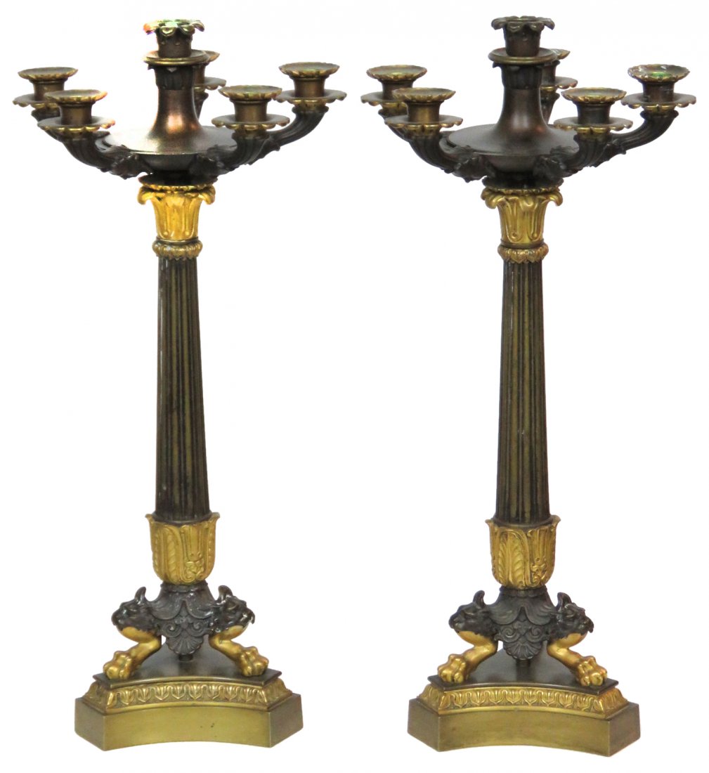 Pair 24" ANTIQUE FRENCH BRONZE CANDELABRAS (1 of 3)