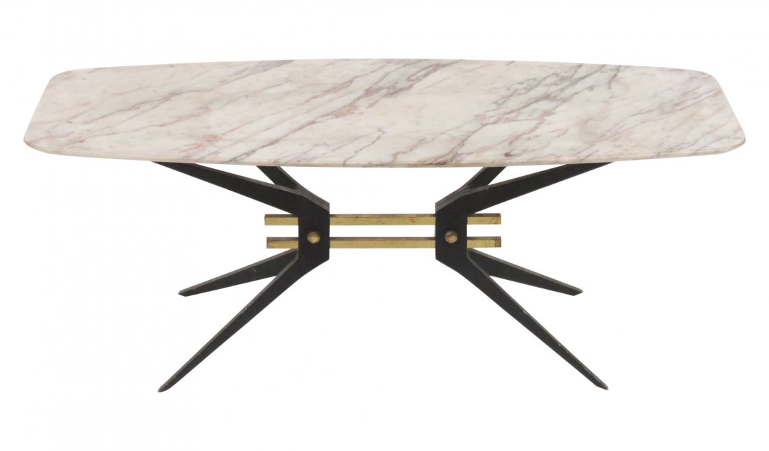 ITALIAN MODERN IRON MARBLETOP COFFEE TABLE (1 of 3)