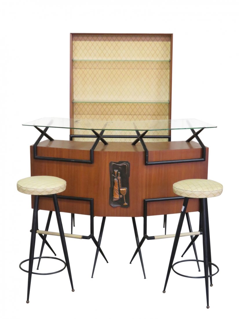 GIO PONTI STYLE TEAK & IRON BAR (1 of 6)