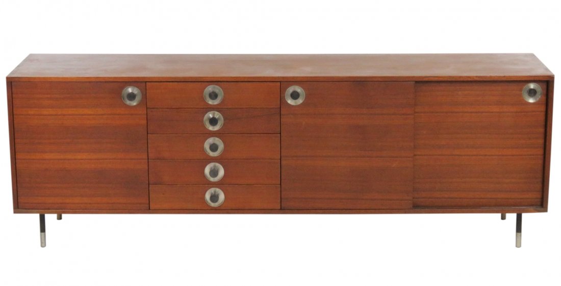 ITALIAN MODERN TEAK SLIDING DOOR CONSOLE (1 of 3)