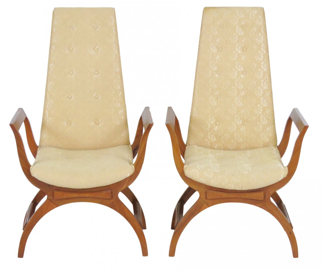 Pair MID CENTURY MODERN HIGH BACK ARMCHAIRS (1 of 3)