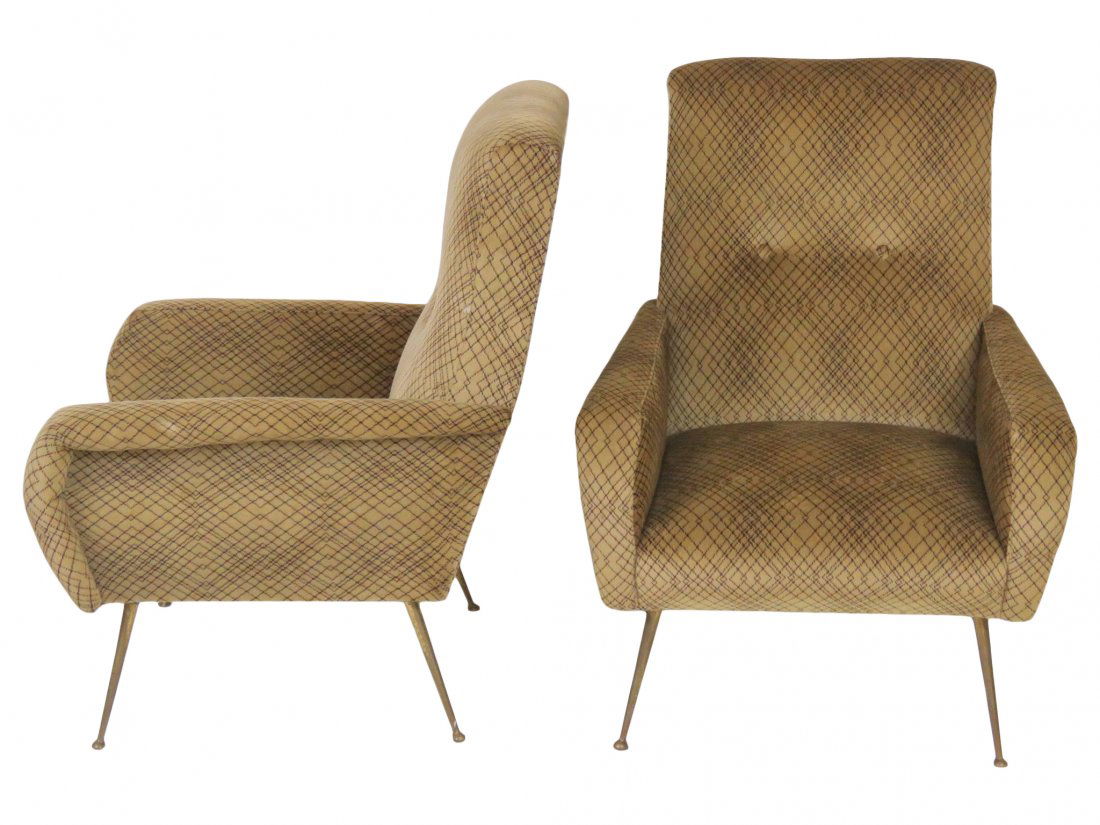 Pair GIO PONTI STYLE ITALIAN LOUNGE CHAIRS (1 of 3)
