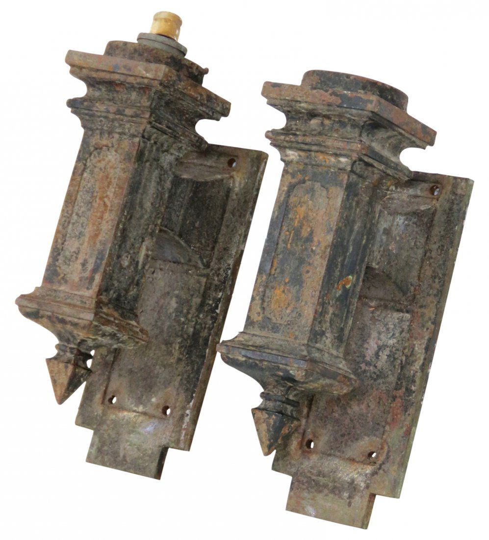 Pair ANTIQUE CAST IRON ARCHITECTURAL SCONCES (1 of 5)