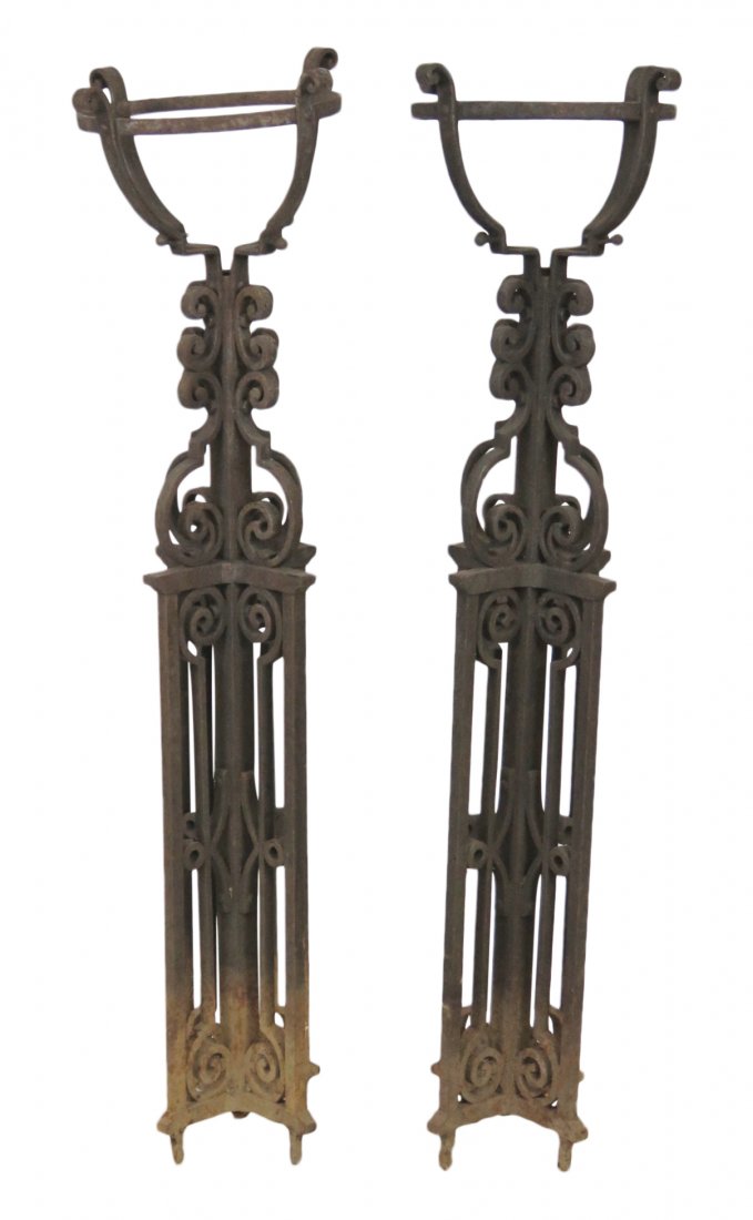 Pair ANTIQUE 56" SPANISH WROUGHT IRON PLANT STANDS (1 of 4)