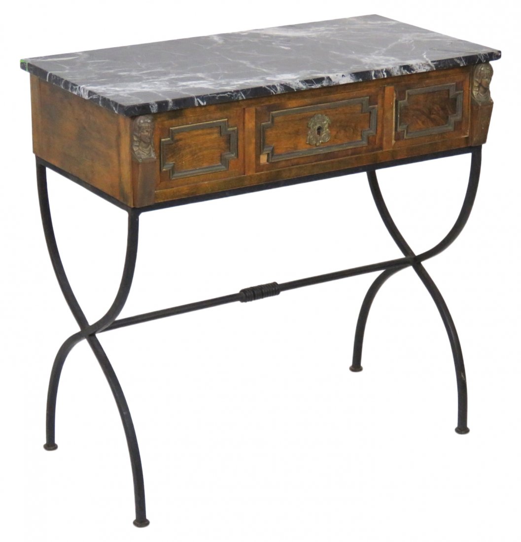 NEOCLASSICAL STYLE IRON BASE CONSOLE TABLE (1 of 6)
